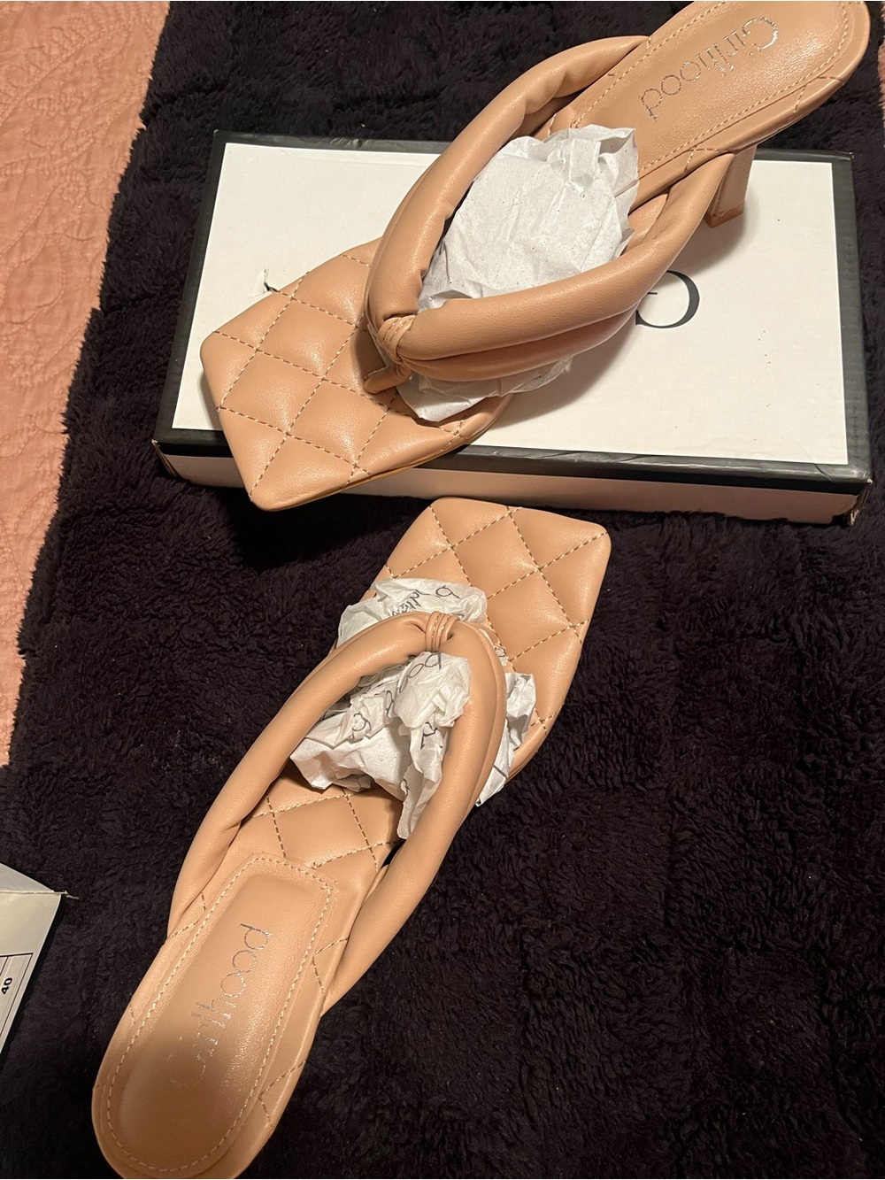 Fashion Nova Knotted Square-Toe Mules in Beige
